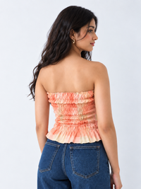 Sunset Check Handkerchief Tube Top – Strapless Cotton Top for Women