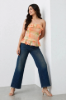 Picture of Peach Picnic Checked Strapless Ruffle Top for Women
