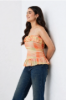 Picture of Peach Picnic Checked Strapless Ruffle Top for Women