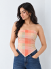 Picture of Sunset Check Handkerchief Tube Top – Strapless Cotton Top for Women