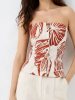 Picture of Rust Palm Strapless Corset Top - Tropical Print Button Front Tube Top