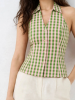 Picture of Green & Pink Gingham Halter Neck Cotton Top