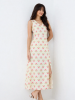 Picture of Pink Rose Print Pure Cotton Cut-Out Maxi Dress